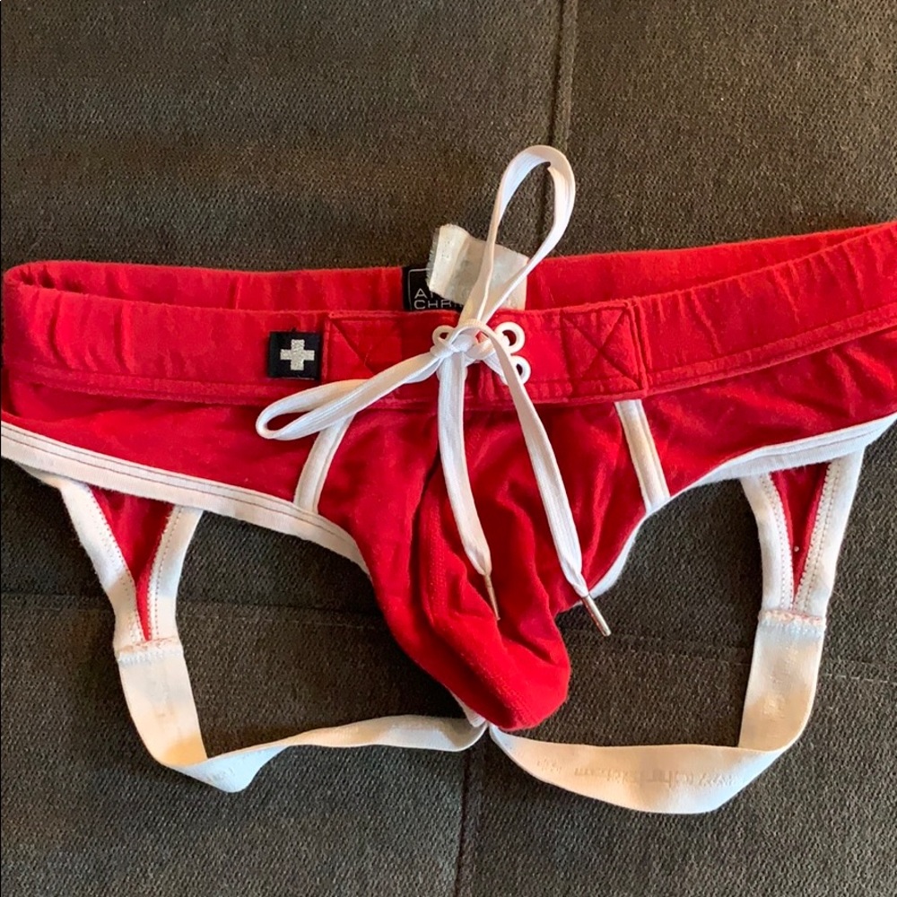 Red Andrew Christian Locker Room Jock, M